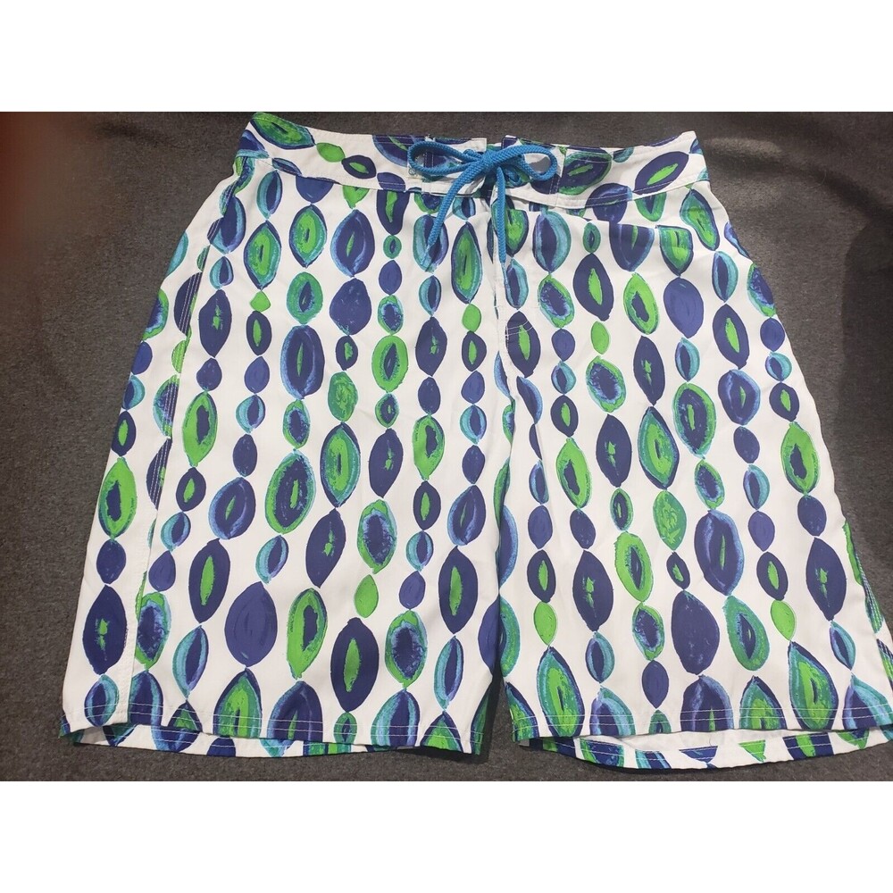 Beach Rays Mens Board Shorts Size 34 New No Tags White Geometic Blue Green